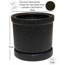 Горшок для цветов керамический с поддоном Флунга Ц№05 черный кожа винил мятый шелк