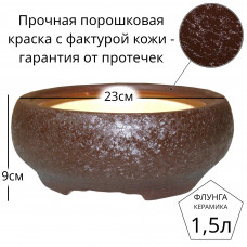 Горшок для бонсай керамический Флунга Бонсайница круглый коричневый винил мятый шелк без поддона и дренажного отверстия