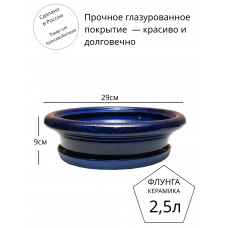 Горшок для бонсая керамический Флунга Бонсайница №5 глянец с поддоном синий кактусник фиалочница